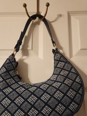 Primark Navy and White Patterned Hobo Bag